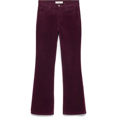 Mango Sienna Crop Flare Corduroy Jeans In Wine
