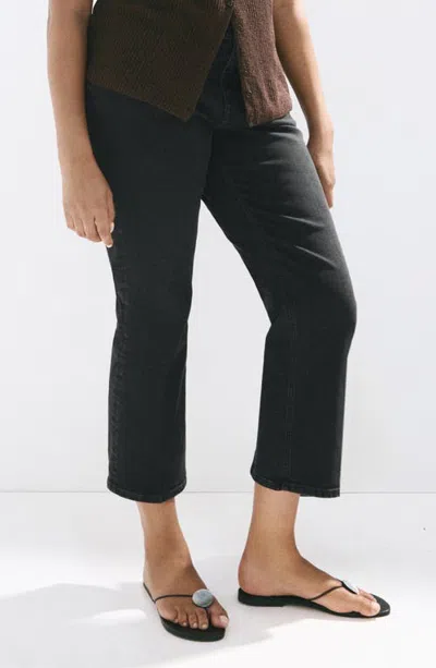 Mango Sienna Crop Flare Jeans In Black
