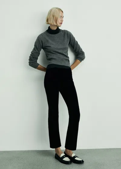 Mango Sienna Flared Cropped Corduroy Jeans Black Denim