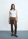 Mango Sienna Flared Cropped Jeans Chocolate In Brown