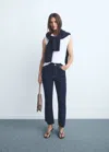 Mango Sienna Flared Cropped Jeans Open Blue In Blue