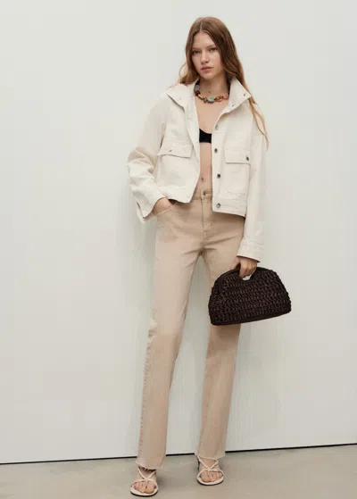 Mango Sienna Flared Cropped Jeans Sand