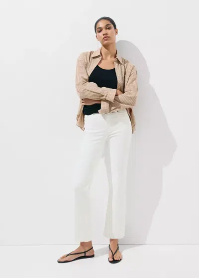 Mango Sienna Flared Cropped Jeans In White