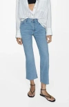 Mango Sienna Raw Hem Crop Flare Jeans In Blue