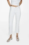 Mango Sienna Raw Hem Crop Flare Jeans In Off White