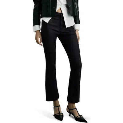 Mango Sienna Waxed Crop Flare Jeans In Black Denim