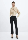 Mango Sienna Waxed Flared Cropped Jeans Black In Black