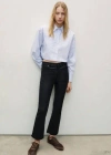 Mango Sienna Waxed Flared Cropped Jeans Black In Black