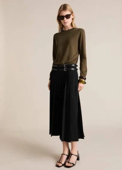 Mango Silk-blend Knitted Sweater Khaki