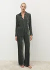 Mango Pantalon Velours Soie Vert - Femme - M -  In Green