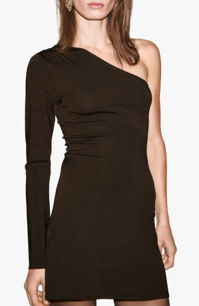 Mango Single Long Sleeve Body-con Minidress In Brown