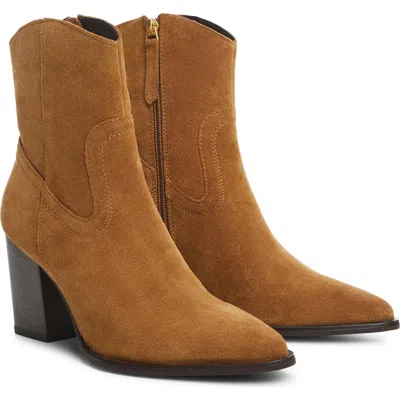 Mango Size Zip Western Boot In Tobacco Brown