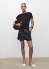 Mango Skin-effect Pleated Shorts Black In Black