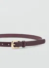 Mango Skinny Leather-effect Belt Maroon In Maroon