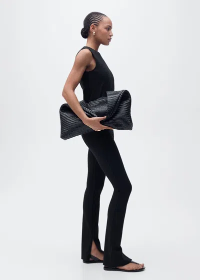Mango Skinny Pants With Openings Black
