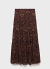 Mango Milano Print Maxi Skirt In Brown