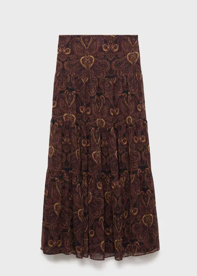 Mango Milano Print Maxi Skirt In Brown