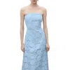 Mango Sky Embroidered Strapless Cotton Sundress