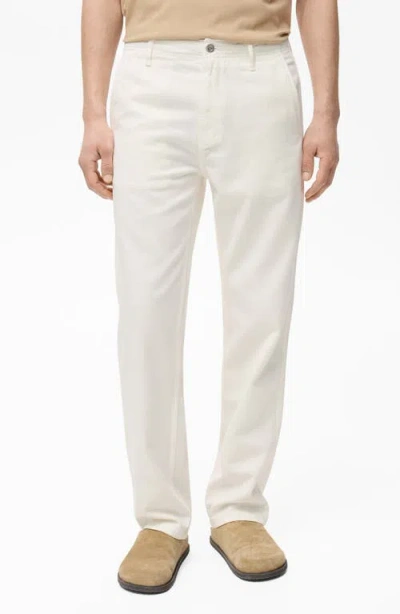 Mango Slant Pocket Straight Leg Jeans In White