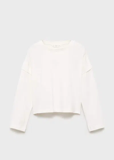 Mango T-shirt Détail Manches Blanc Cassé - Enfants - 7-8 Ans -  Kids In White