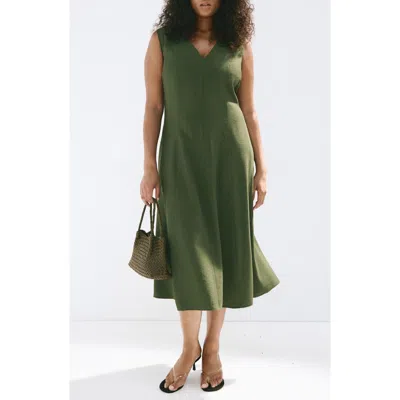 Mango Sleeveless A-line Maxi Dress In Green