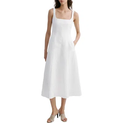 Mango Sleeveless A-line Midi Dress In White