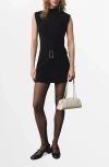 Mango Short Belted Dress Black In Black