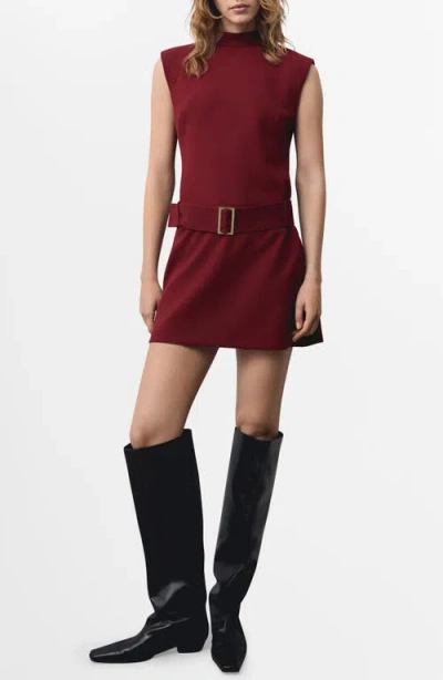 Mango Women's Short Belted Dress In Maroon