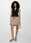 Mango Sleeveless Blouse With Bows Black