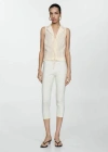 Mango Sleeveless Blouse With Bows Ecru