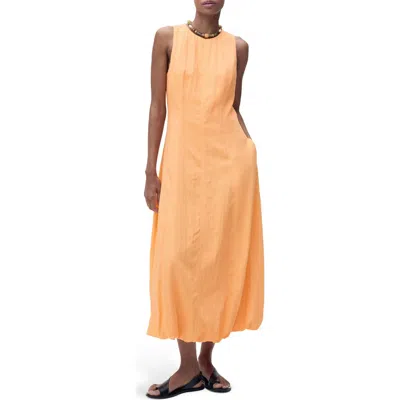 Mango Sleeveless Bubble Hem Midi Dress In Orange
