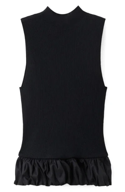 Mango Sleeveless Bubble Rib Top In Black