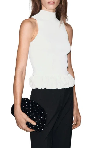 Mango Sleeveless Bubble Rib Top In White