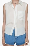 Mango Sleeveless Button-up Shirt In Off White