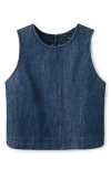 Mango Sleeveless Chambray Crop Top In Multi