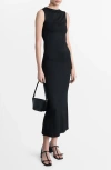 Mango Sleeveless Column Dress In Black