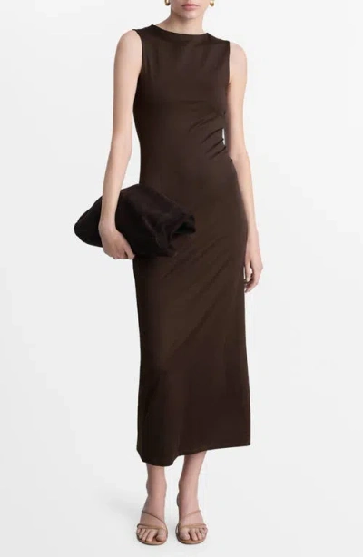 Mango Sleeveless Column Dress In Brown