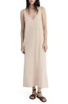 Mango Sleeveless Cotton Midi Dress In Salmon