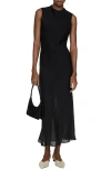Mango Textured Skater Dress Black In Black