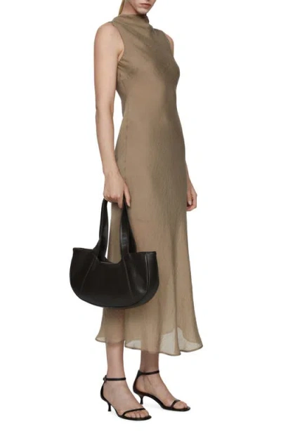 Mango Sleeveless Cowl Neck Maxi Dress In Medium Brown
