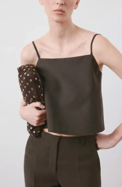 Mango Sleeveless Crop Top In Brown