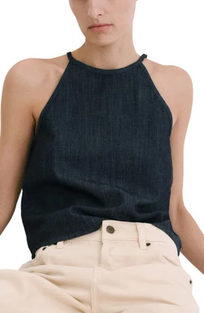 Mango Sleeveless Denim Top In Blue