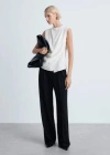 Mango Sleeveless Draped Blouse Off White In Off White