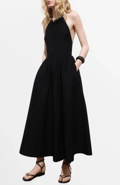 Mango Sleeveless Fit & Flare Maxi Dress In Black