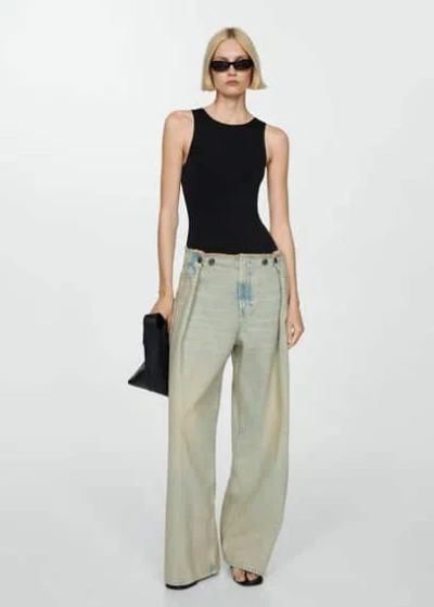Mango Sleeveless Fitted Bodysuit Black In Black
