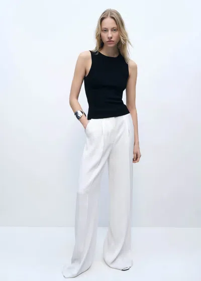 Mango Sleeveless Fitted Knit Top Black In Black