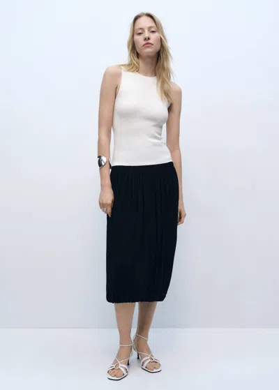 Mango Sleeveless Fitted Knit Top Ecru In Ecru