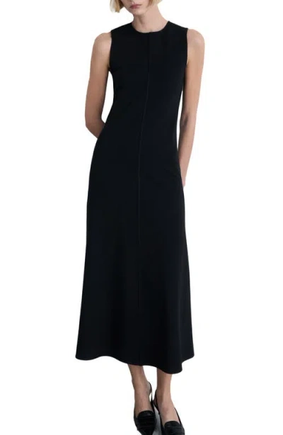 Mango Sleeveless Flare Maxi Dress In Black