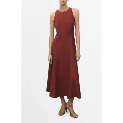Mango Sleeveless Flared Maxi Dress In Brown