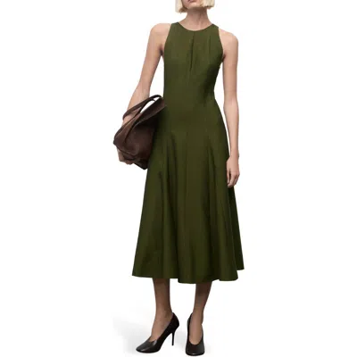 Mango Sleeveless Flared Maxi Dress In Green